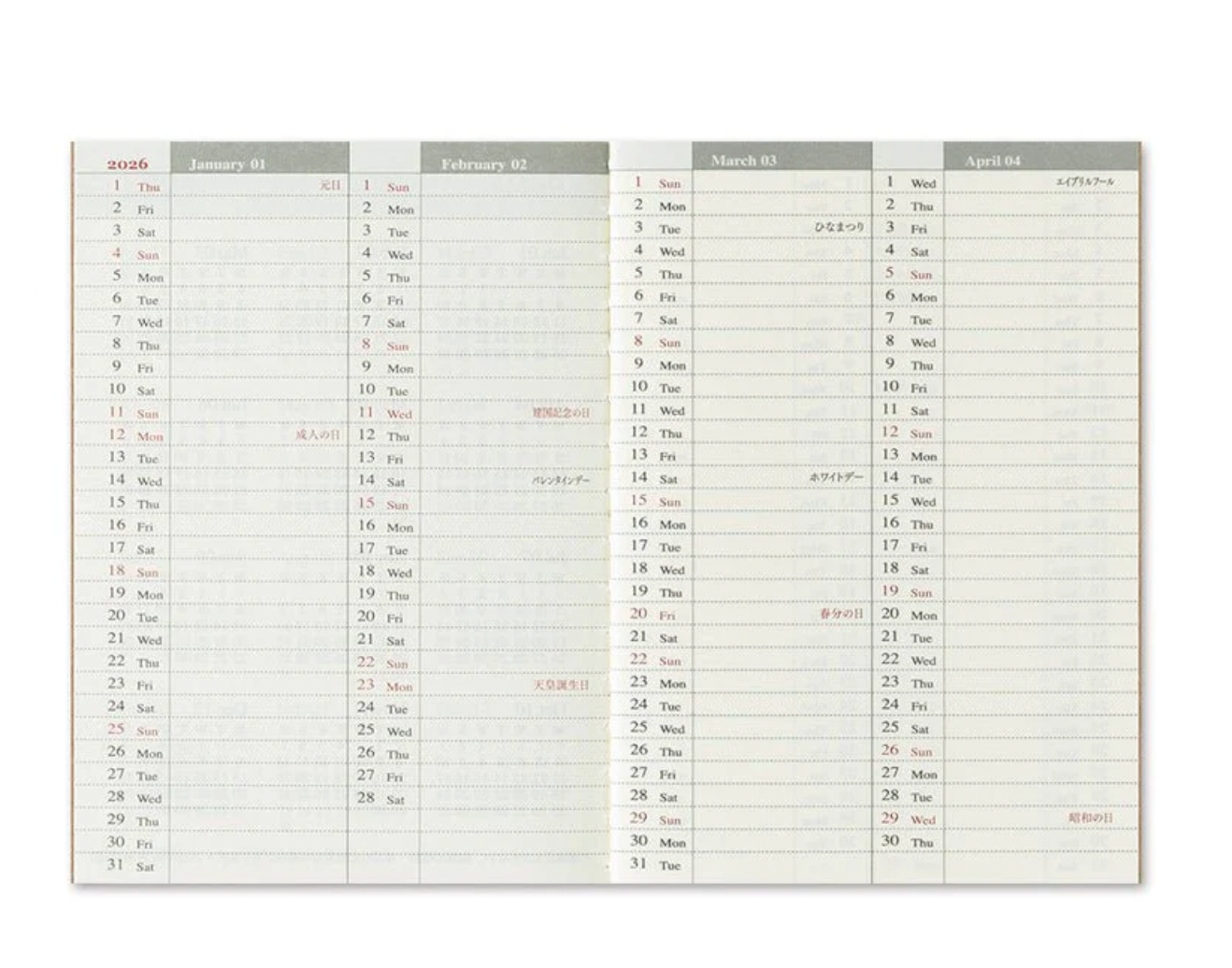 Agenda Semainier 2026 Passeport Traveler's Notebook Company