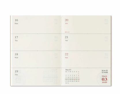 Agenda Semainier 2026 Passeport Traveler's Notebook Company