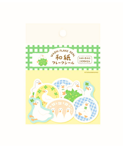 Stickers Flocons en Washi Trèfle et Canard Furukawa Paper