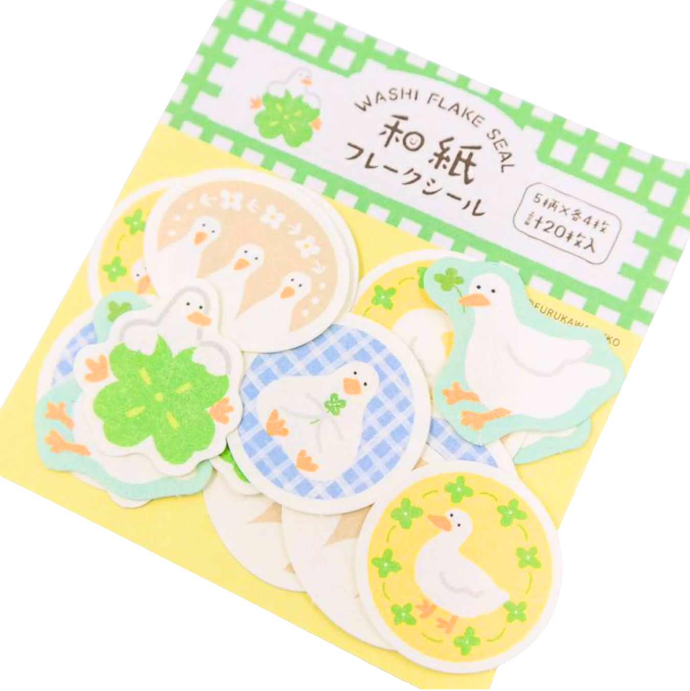 Stickers Flocons en Washi Trèfle et Canard Furukawa Paper