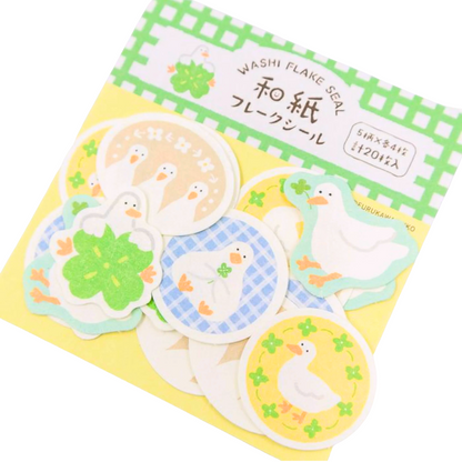 Stickers Flocons en Washi Trèfle et Canard Furukawa Paper