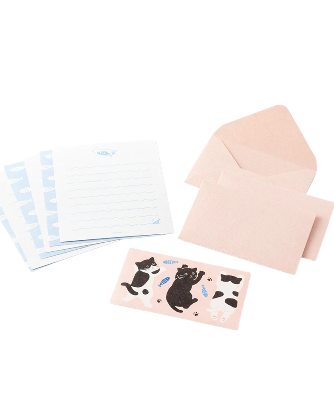 Hungry Cat mini letter set with stickers - Midori