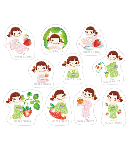 Stickers Flake Peko-chan Glitter Strawberry Picking