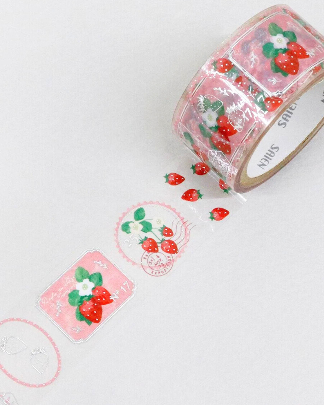 Masking Tape Transparent Strawberry Stamp Story Argent — SAIEN