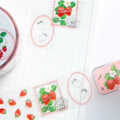 Masking Tape Transparent Strawberry Stamp Story Argent — SAIEN