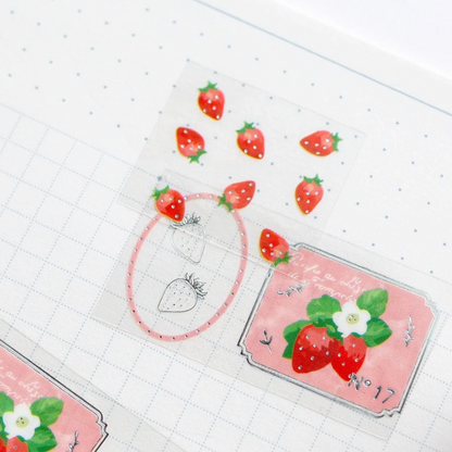 Masking Tape Transparent Strawberry Stamp Story Argent — SAIEN