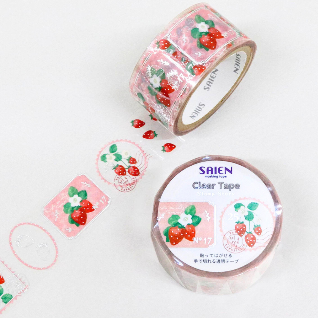 Masking Tape Transparent Strawberry Stamp Story Argent — SAIEN