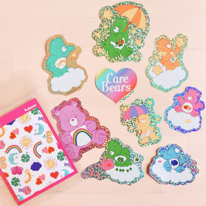 Grands Stickers Bisounours Pailletés — Pack de 9