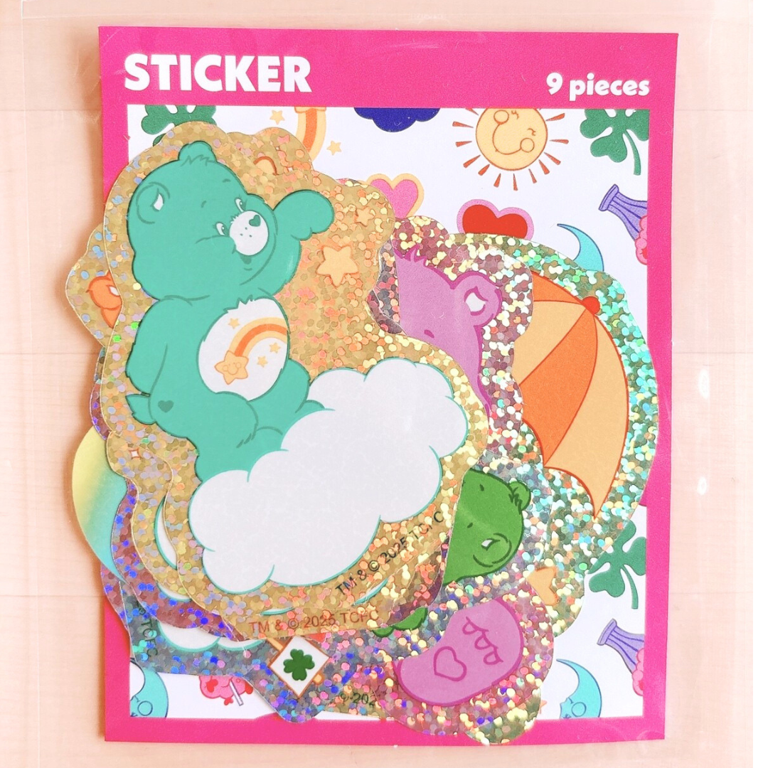 Grands Stickers Bisounours Pailletés — Pack de 9