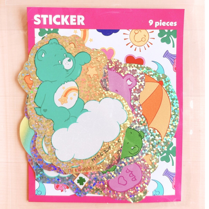 Grands Stickers Bisounours Pailletés — Pack de 9