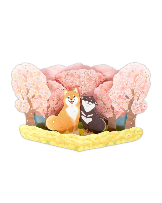 Sakura and Shiba Inu 3D Card