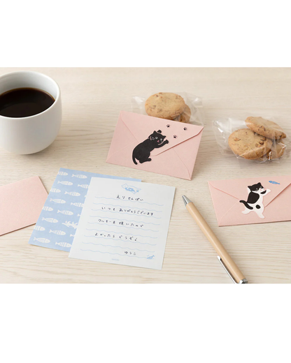 Hungry Cat mini letter set with stickers - Midori