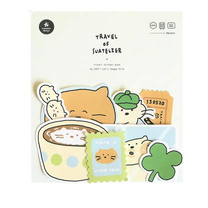 28 Large Happy Trip Cat Stickers Suatelier