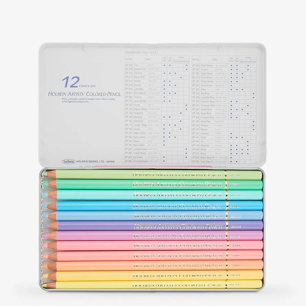 Coffret 12 Crayon de Couleur Pastel Holbein