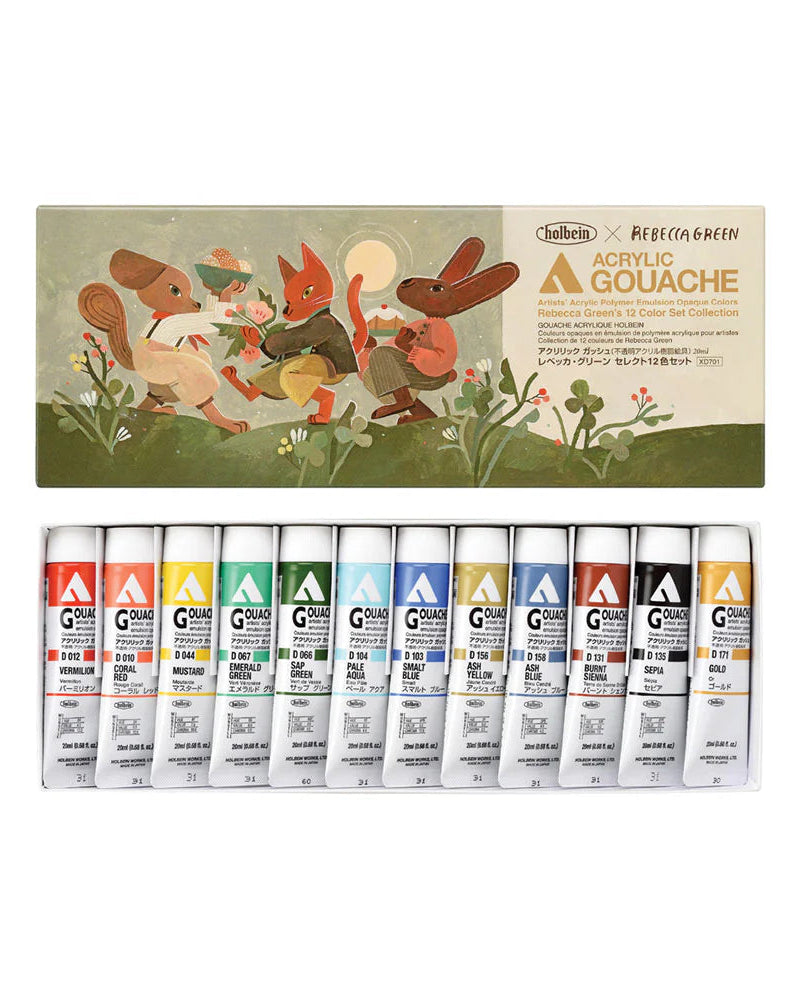 Coffret 12 Couleurs Gouache Extra-Fine Rebecca Green x Holbein