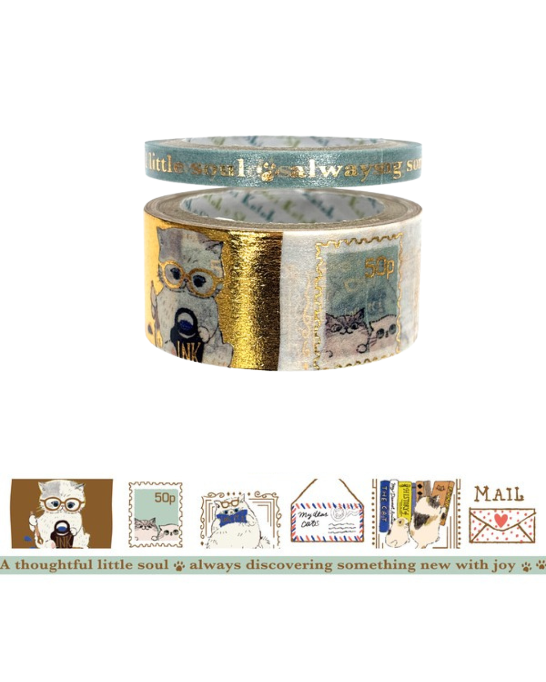 Set of 2 My Dear Cats Masking Tapes - Cats and Mail - Seal-do