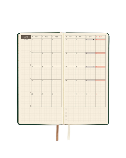 Agenda Hobonichi Techo Weeks – Leather Forest Green 2027