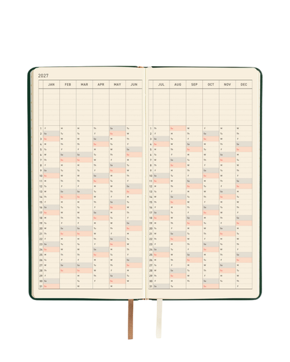 Agenda Hobonichi Techo Weeks – Leather Forest Green 2027