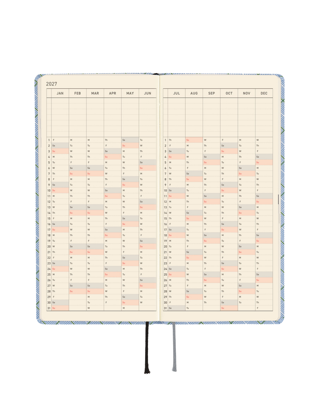 Hobonichi Techo Weeks Planner - Shirt Fabric Graph Plaid 2027