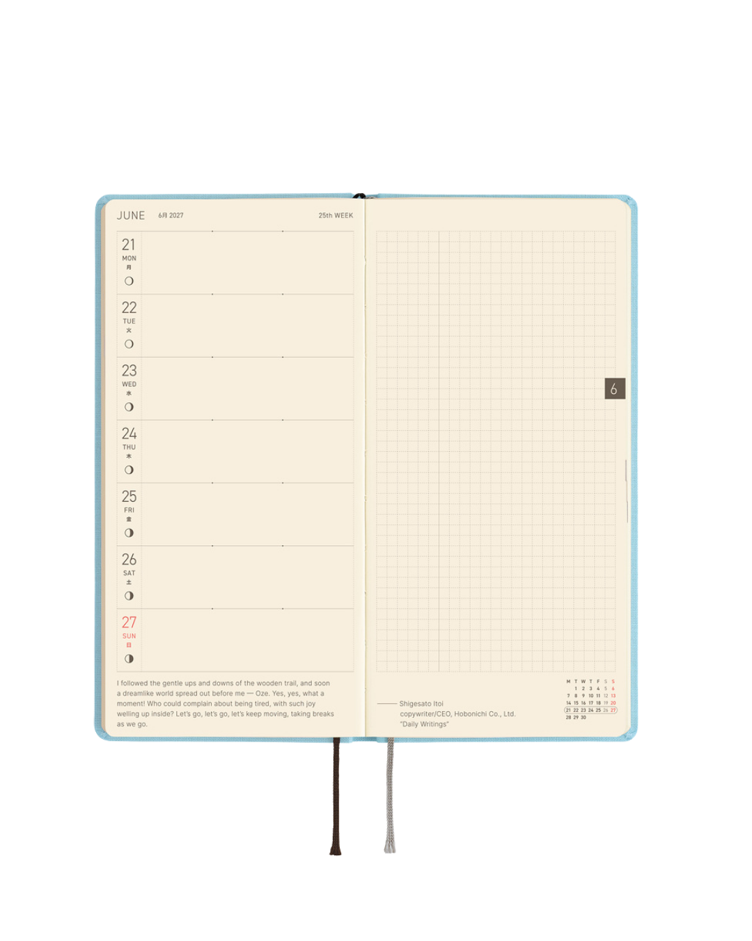 Agenda Hobonichi Techo Weeks – Colors Sea Glass