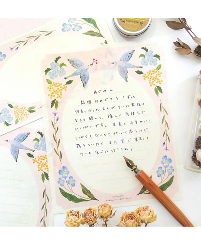 Set de Papier à Lettres Flower Birds – Midori Asano