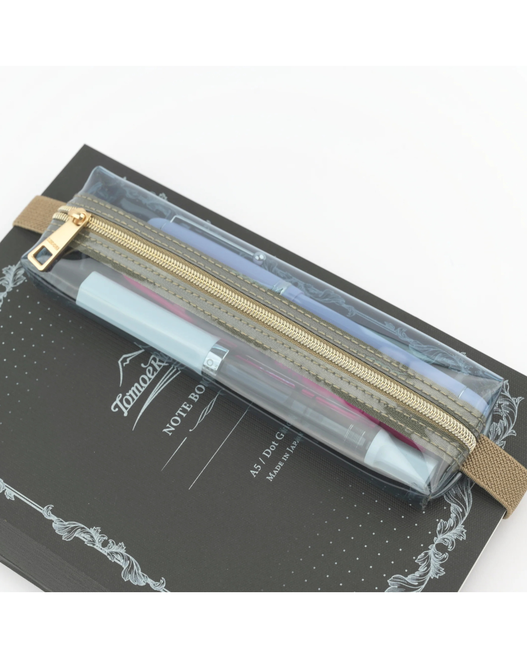 Trousse Élastique Book Band Transparent x Beige – Midori