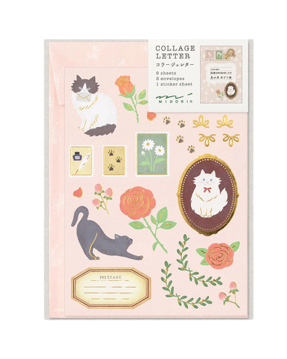 Set de Papier à Lettres Collage Chats – Midori