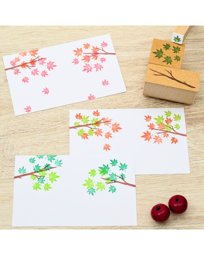 Tampons Momiji Branche Feuilles d'Erable Akane (3 tampons)