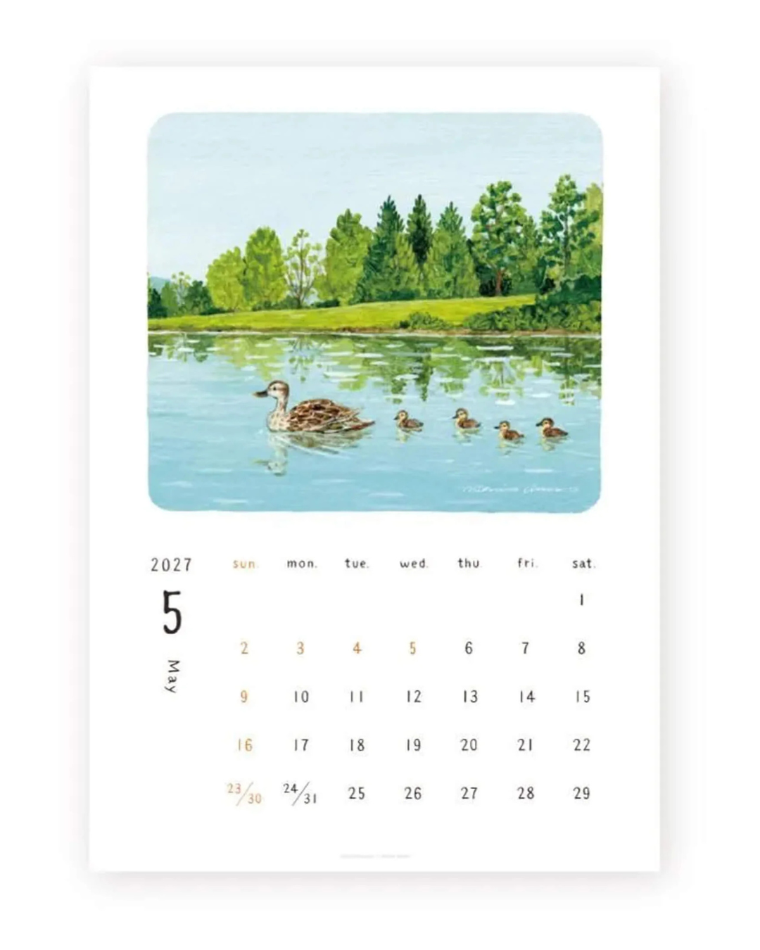 Calendrier Mural 2027 A4 Midori Asano – Cozyca