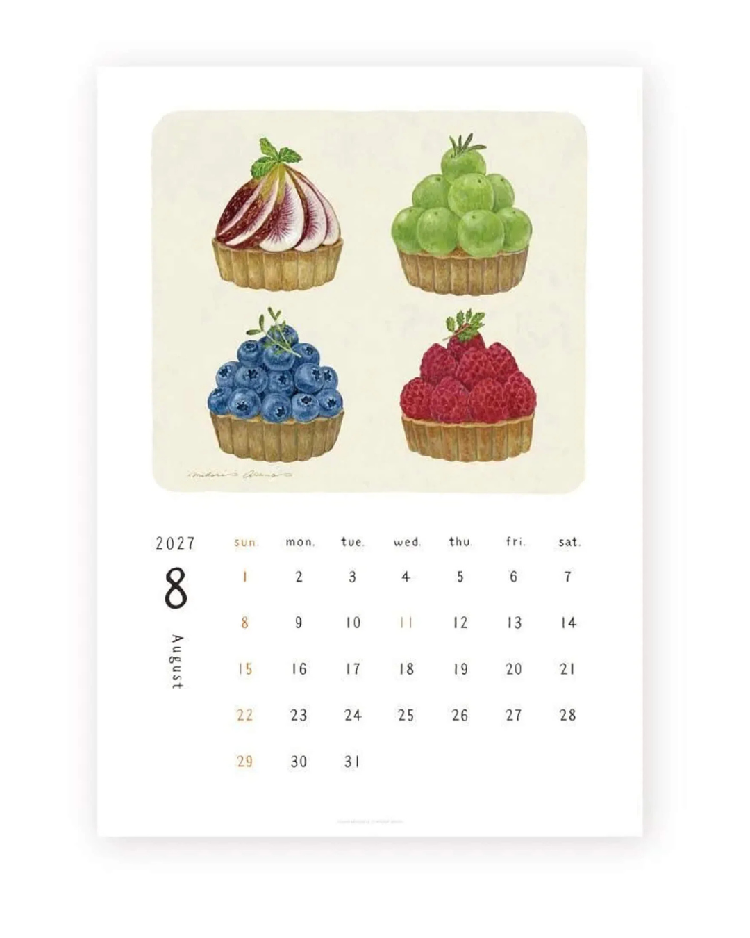 Calendrier Mural 2027 A4 Midori Asano – Cozyca