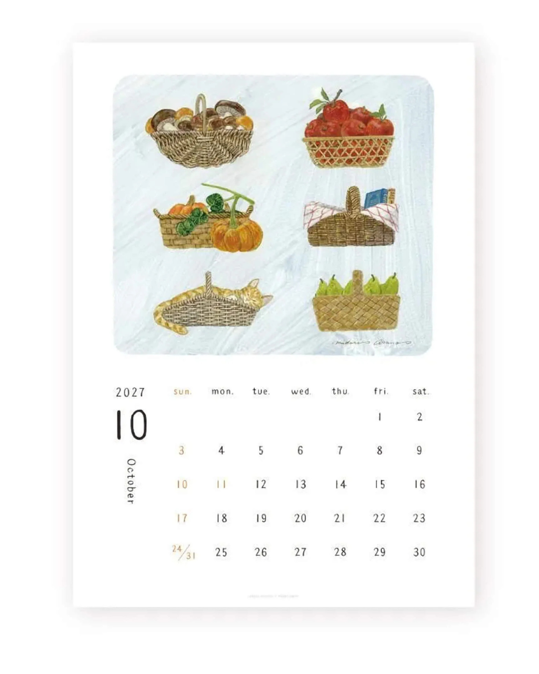 Calendrier Mural 2027 A4 Midori Asano – Cozyca