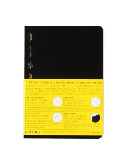 Carnet 1/2 Year Notebook – A5 – Quadrillé – Noir – Stalogy