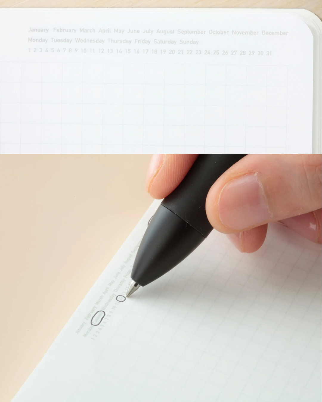 Carnet 1/2 Year Notebook – A5 – Quadrillé – Noir – Stalogy