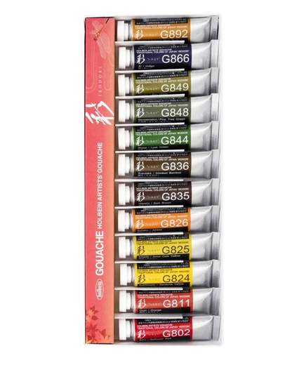 Coffret Automne 12 Tubes 15ml Gouache Extra-fines Holbein Artists'