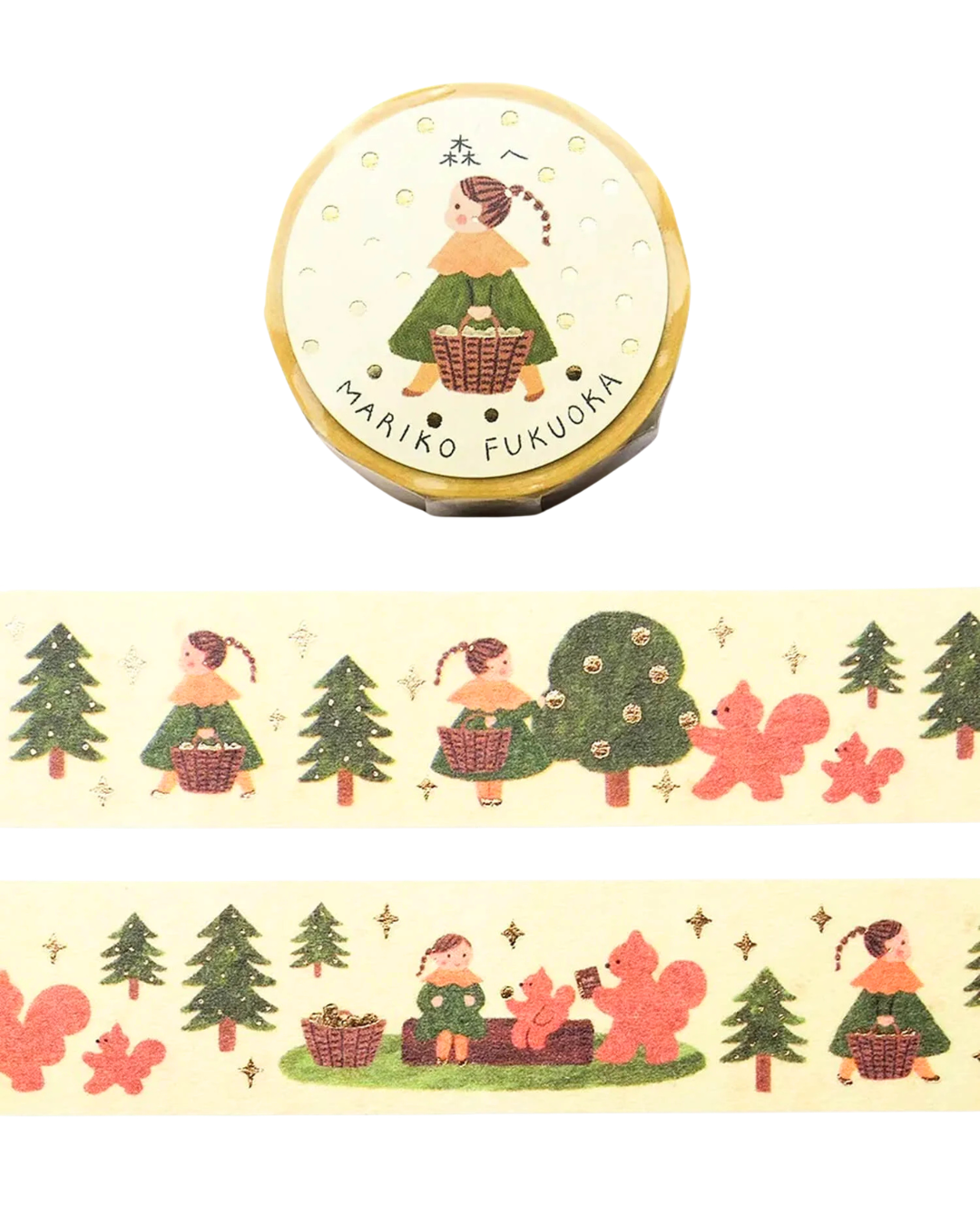 Masking Tape Balade en Forêt Gold Foil Mariko Fukuoka – Cozyca