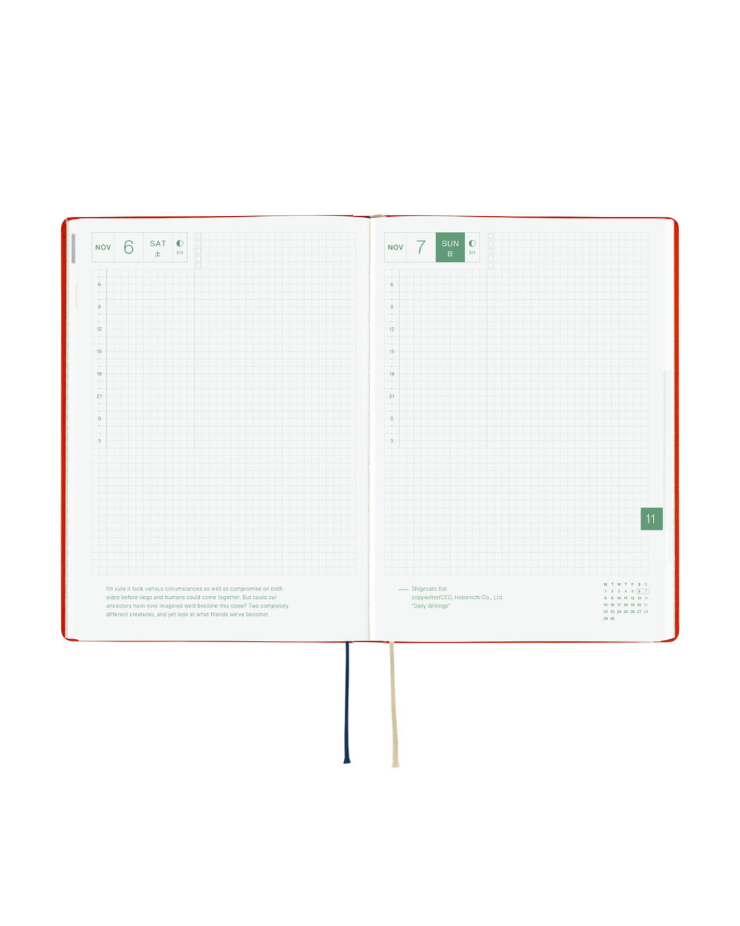 Hobonichi Techo HON A5 Planner – Yumi Kitagishi: White Cat and Rabbit's Tea Room 2027