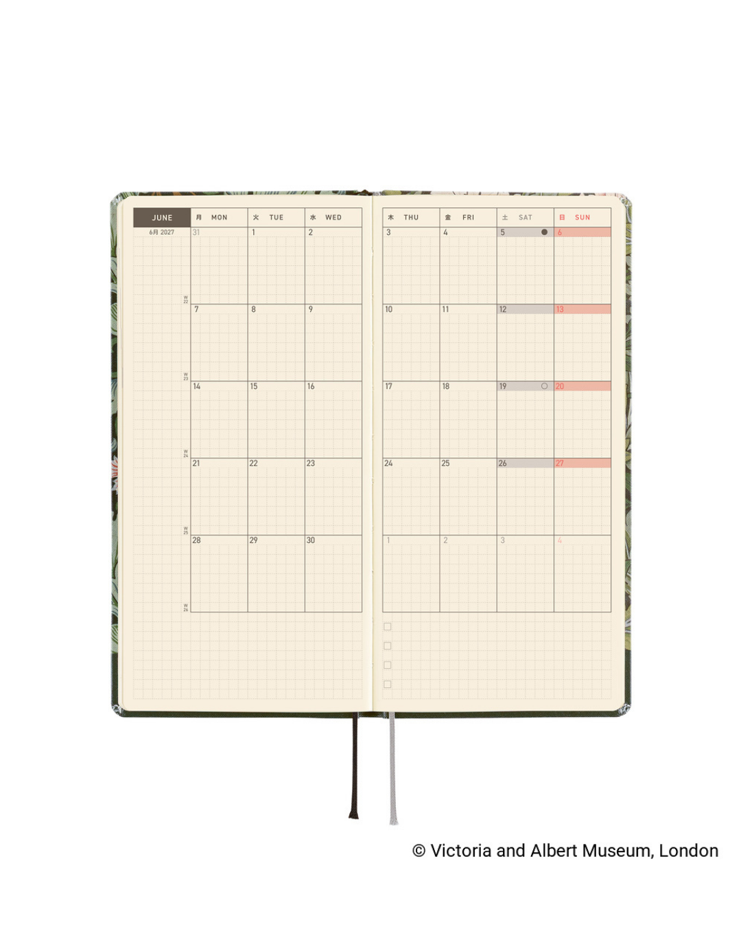 Agenda Hobonichi Techo Weeks – V&A Leicester 2027