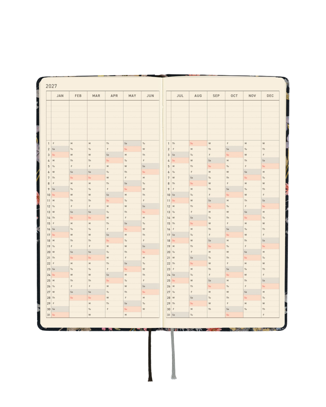 Agenda Hobonichi Techo Weeks – Liberty Fabrics - Floral Remedy 2027