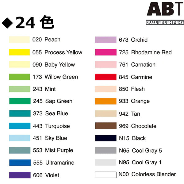 Set de 12 feutres Double Pointe Pastel Tombow Dual Brush Pen ABT