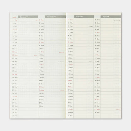 Agenda Semainier 2026 Regular Traveler's Notebook Company