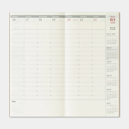 Agenda Semainier 2026 Regular Traveler's Notebook Company