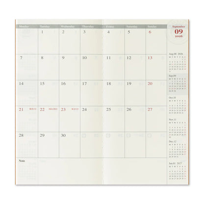 Agenda Mensuel 2026 Regular Traveler's Company Notebook
