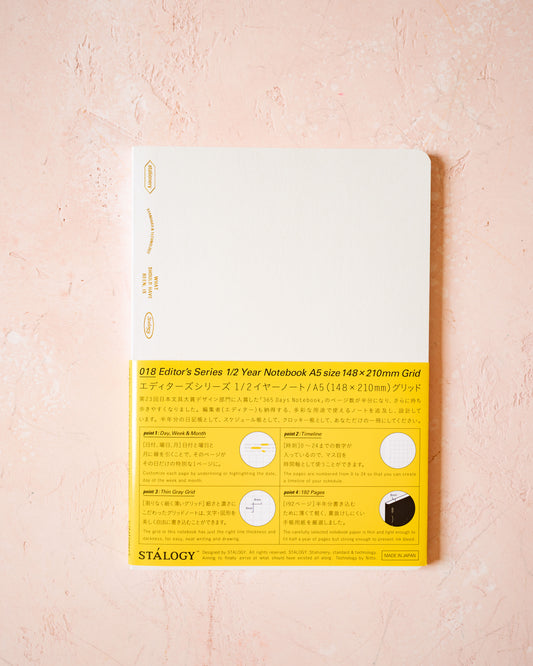 Carnet 1/2 Year Notebook  – A5 – Quadrillé – Edition Limitée Aurora White – Stalogy