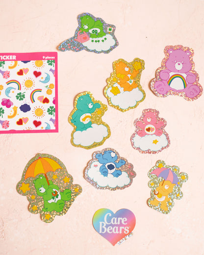 Grands Stickers Bisounours Pailletés — Pack de 9