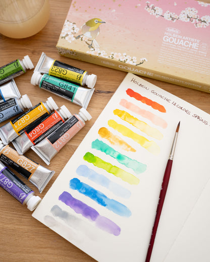 Coffret Printemps 12 Tubes 15ml Gouache Extra-fines Holbein Artists'