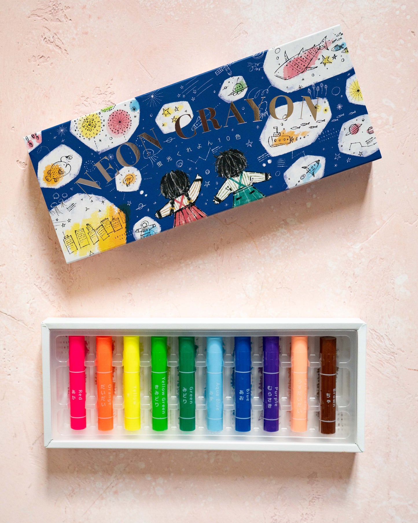 Set of 10 Kokuyo Neon Crayon Fluorescent Pencils