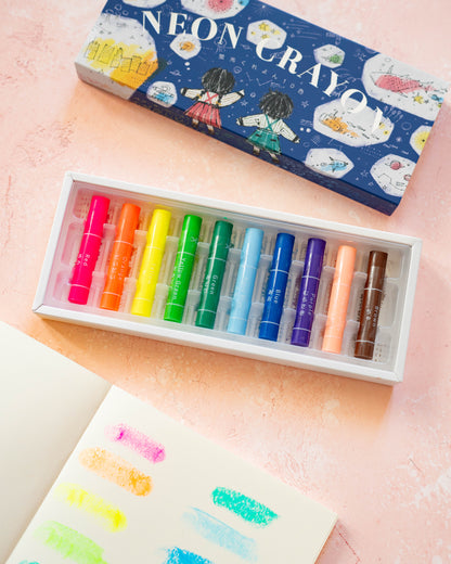 Set de 10 Crayons Fluorescents Kokuyo Neon Crayon