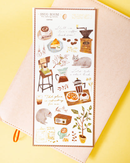 Snug Room Cats and Coffee Stickers