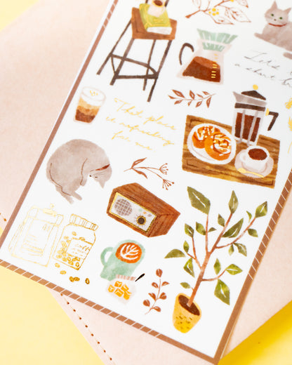 Snug Room Cats and Coffee Stickers