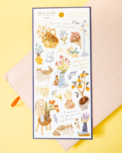 Snug Room Cats and Flowers Stickers